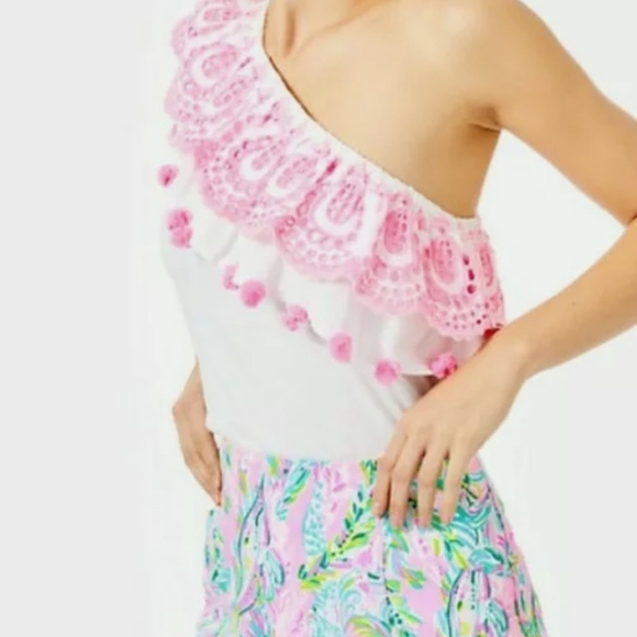 New lilly pulitzer Idara top resort white Large - Picture 4 of 4